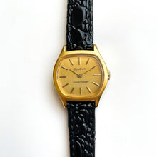 Load image into Gallery viewer, Vintage Ladies&#39; Bulova Longchamp Mechanical Watch with Black Leather Strap
