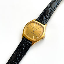 Load image into Gallery viewer, Vintage Ladies&#39; Bulova Longchamp Mechanical Watch with Black Leather Strap
