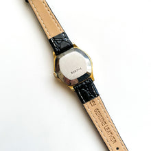 Load image into Gallery viewer, Vintage Ladies&#39; Bulova Longchamp Mechanical Watch with Black Leather Strap
