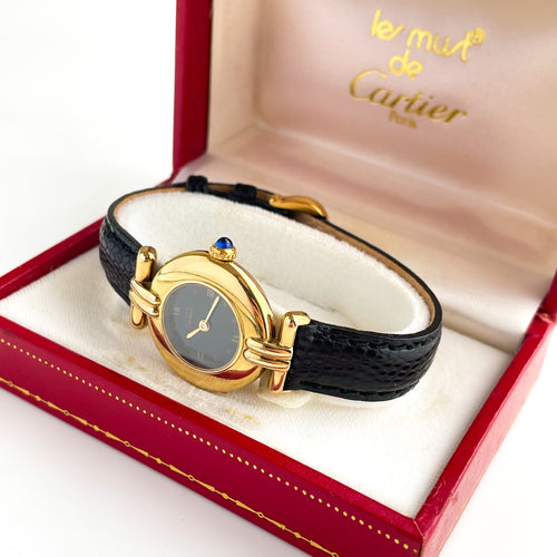 Cartier Must Colisée Vermeil - Gold-Plated Silver 925 with Black Dial