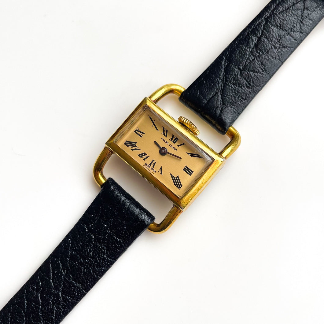 Rare Gold-Plated Favre-Leuba Dress Watch with Roman Numerals