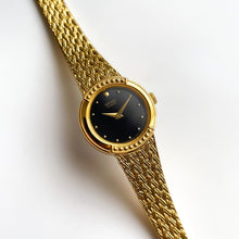 Load image into Gallery viewer, 1990s Ladies&#39; Gold-Tone Seiko Quartz Watch with Black Round Dial
