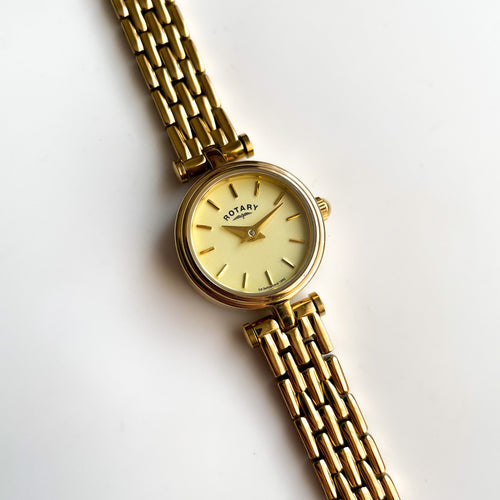 Petite Ladies' Rotary Quartz Watch With Gold-Plated Bracelet and Round Dial