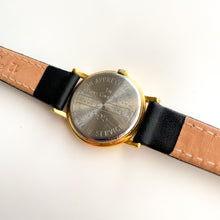 Load image into Gallery viewer, Vintage 1995 Ladies&#39; Gold-Plated Longines Quartz Watch with Black Leather Strap
