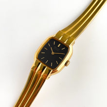 Load image into Gallery viewer, 1990s Ladies&#39; Gold-Plated Seiko Quartz Watch with Black Dial
