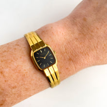 Load image into Gallery viewer, 1990s Ladies&#39; Gold-Plated Seiko Quartz Watch with Black Dial
