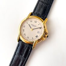 Load image into Gallery viewer, Vintage Ladies&#39; Gold-Plated Raymond Weil Quartz Watch with Black Leather Strap
