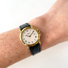 Load image into Gallery viewer, Vintage Ladies&#39; Gold-Plated Raymond Weil Quartz Watch with Black Leather Strap
