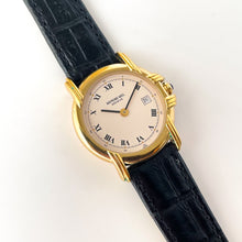 Load image into Gallery viewer, Vintage Ladies&#39; Gold-Plated Raymond Weil Quartz Watch with Black Leather Strap
