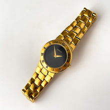 Load image into Gallery viewer, Vintage Gold-Plated Gucci Quartz Watch with Black Dial and Roman Numerals
