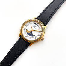 Load image into Gallery viewer, Vintage Ladies Alfex Moon Phase Watch with Black Leather Strap
