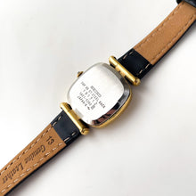 Load image into Gallery viewer, Very Thin 1980s Gold-Plated Ladies&#39; Seiko Exceline Watch with Black Leather Strap
