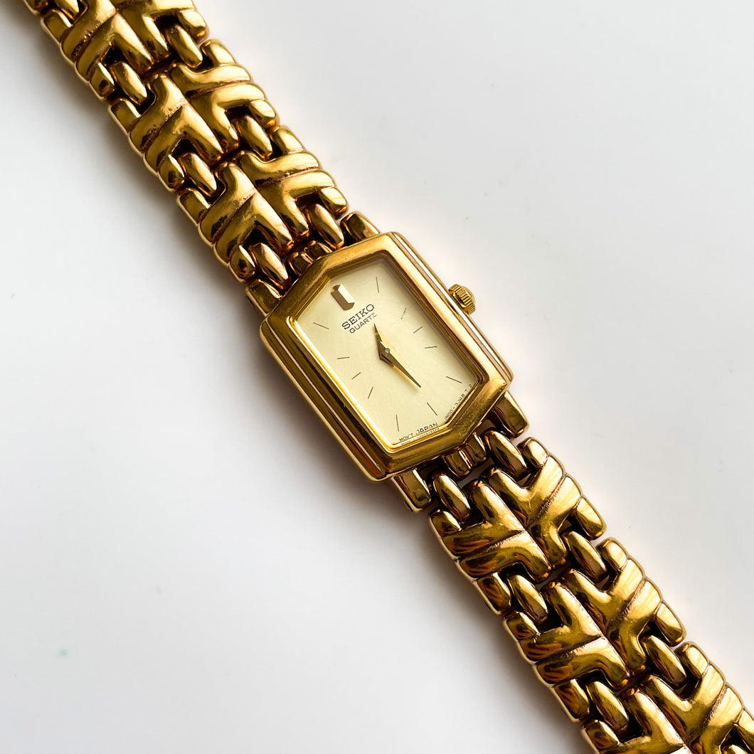 Vintage 1990s Gold-Plated Ladies' Seiko Quartz Watch with Hexagon Dial