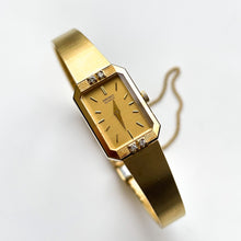 Load image into Gallery viewer, Ladies&#39; 1990s Rectangular Seiko Quartz Watch With Gold-Plated Case and 4 Diamonds
