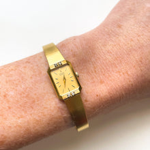 Load image into Gallery viewer, Ladies&#39; 1990s Rectangular Seiko Quartz Watch With Gold-Plated Case and 4 Diamonds
