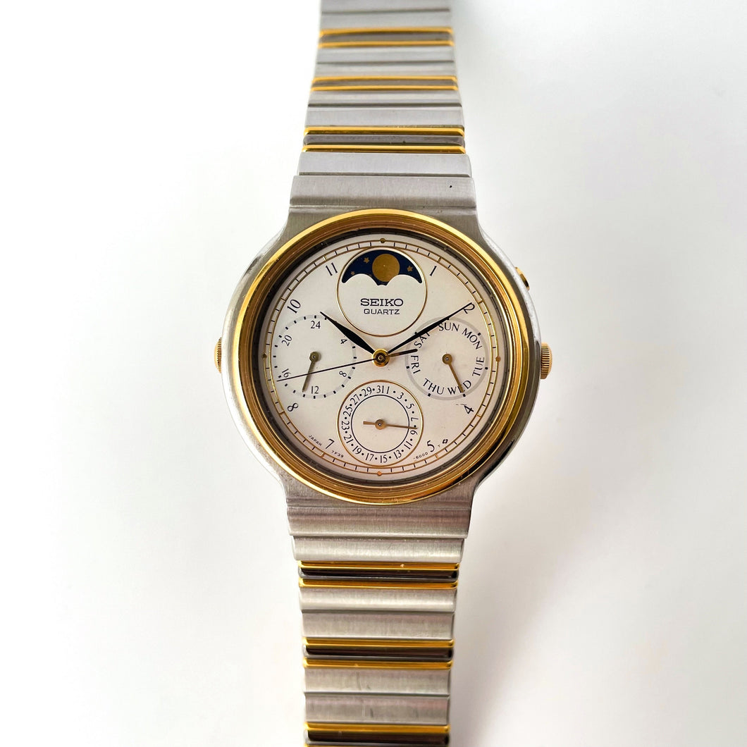 Rare Vintage 1987 Seiko Calendar Moon Phase Quartz Watch