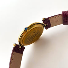 Load image into Gallery viewer, Vintage Cartier Must Vendôme Vermeil Large Quartz Watch - Gold-Plated Silver 925 with Burgundy Dial - Boxed
