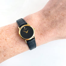 Load image into Gallery viewer, Ladies&#39; Gold-Plated Raymond Weil Quartz Watch with Leather Strap and Black Dial
