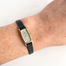 Load image into Gallery viewer, Very Thin 1980s Gold-Tone Ladies&#39; Seiko Watch with Leather Strap
