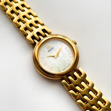 Load image into Gallery viewer, Vintage 1990s Gold-Plated Ladies&#39; Seiko Quartz Watch with Round Mother of Pearl Dial
