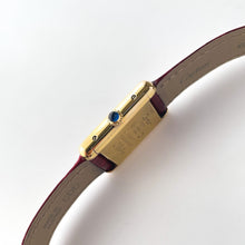 Load image into Gallery viewer, Vintage 1982 Cartier Tank Must Vermeil - Mechanical Movement - Gold-Plated Silver 925 with Burgundy Dial and Leather Strap
