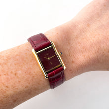 Load image into Gallery viewer, Vintage 1982 Cartier Tank Must Vermeil - Mechanical Movement - Gold-Plated Silver 925 with Burgundy Dial and Leather Strap
