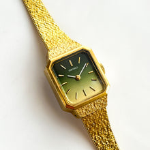 Load image into Gallery viewer, 1978 Gold-Tone Mechanical Seiko Watch with Green Gradient Dial
