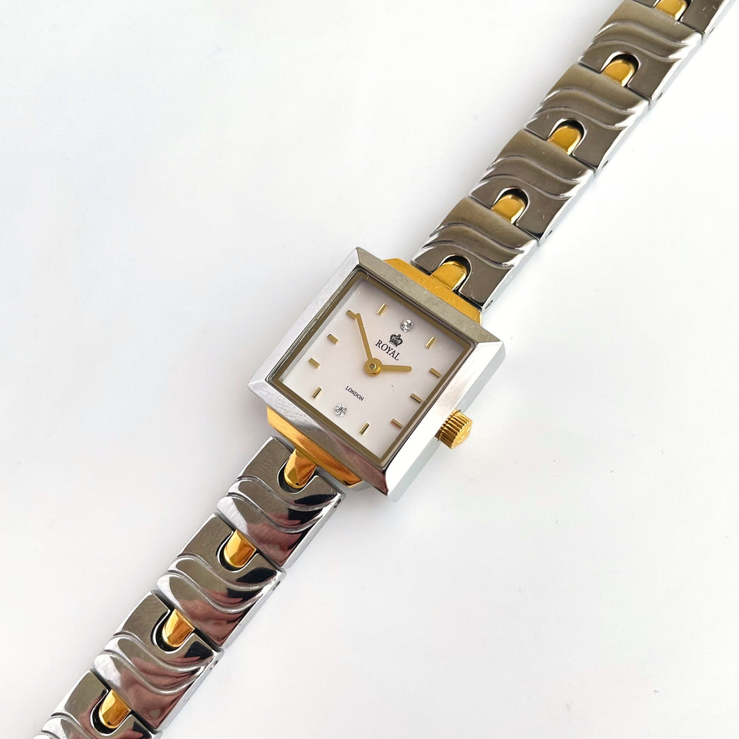 Ladies Royal London Watch with Two-Tone Bracelet and White Square Dial - Boxed