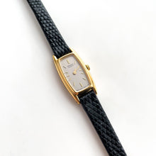 Load image into Gallery viewer, Very Thin 1980s Gold-Tone Ladies&#39; Seiko Watch with Leather Strap
