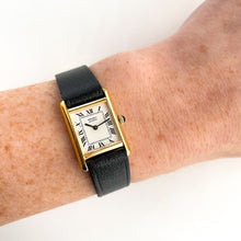 Load image into Gallery viewer, Ladies&#39; 1990s Seiko Tank Quartz Watch With Black Leather Strap
