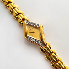 Load image into Gallery viewer, Very Rare 1995 Gold-Plated Asymmetrical Lassale (Seiko) Quartz Watch with Gold Dial and Diamond Set Bezel
