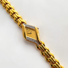 Load image into Gallery viewer, Very Rare 1995 Gold-Plated Asymmetrical Lassale (Seiko) Quartz Watch with Gold Dial and Diamond Set Bezel
