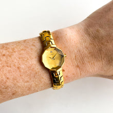 Load image into Gallery viewer, Very Rare 1990s Gold-Plated Lassale (Seiko) Quartz Watch with Gold Dial and Faceted Crystal
