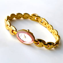 Load image into Gallery viewer, Very Rare 1990s Gold-Plated Lassale (Seiko) Quartz Watch with Light Pink Oval Dial
