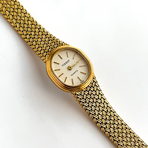 Vintage Ladies' Gold-Plated Tissot Quartz Watch With Integrated Bracelet