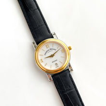 Load image into Gallery viewer, Ladies&#39; Gold-Plated Christian Bernard Quartz Watch with Black Leather Strap
