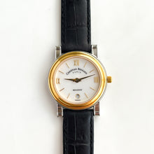 Load image into Gallery viewer, Ladies&#39; Gold-Plated Christian Bernard Quartz Watch with Black Leather Strap
