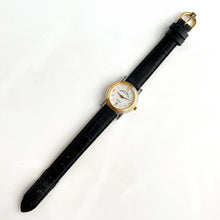 Load image into Gallery viewer, Ladies&#39; Gold-Plated Christian Bernard Quartz Watch with Black Leather Strap
