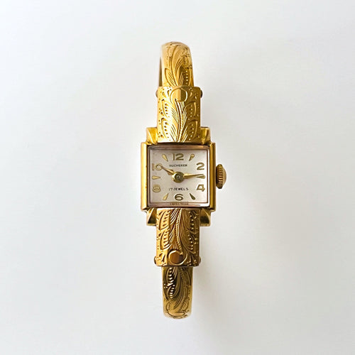 Vintage Ladies' Gold-Plated Bucherer Mechanical Bangle Watch