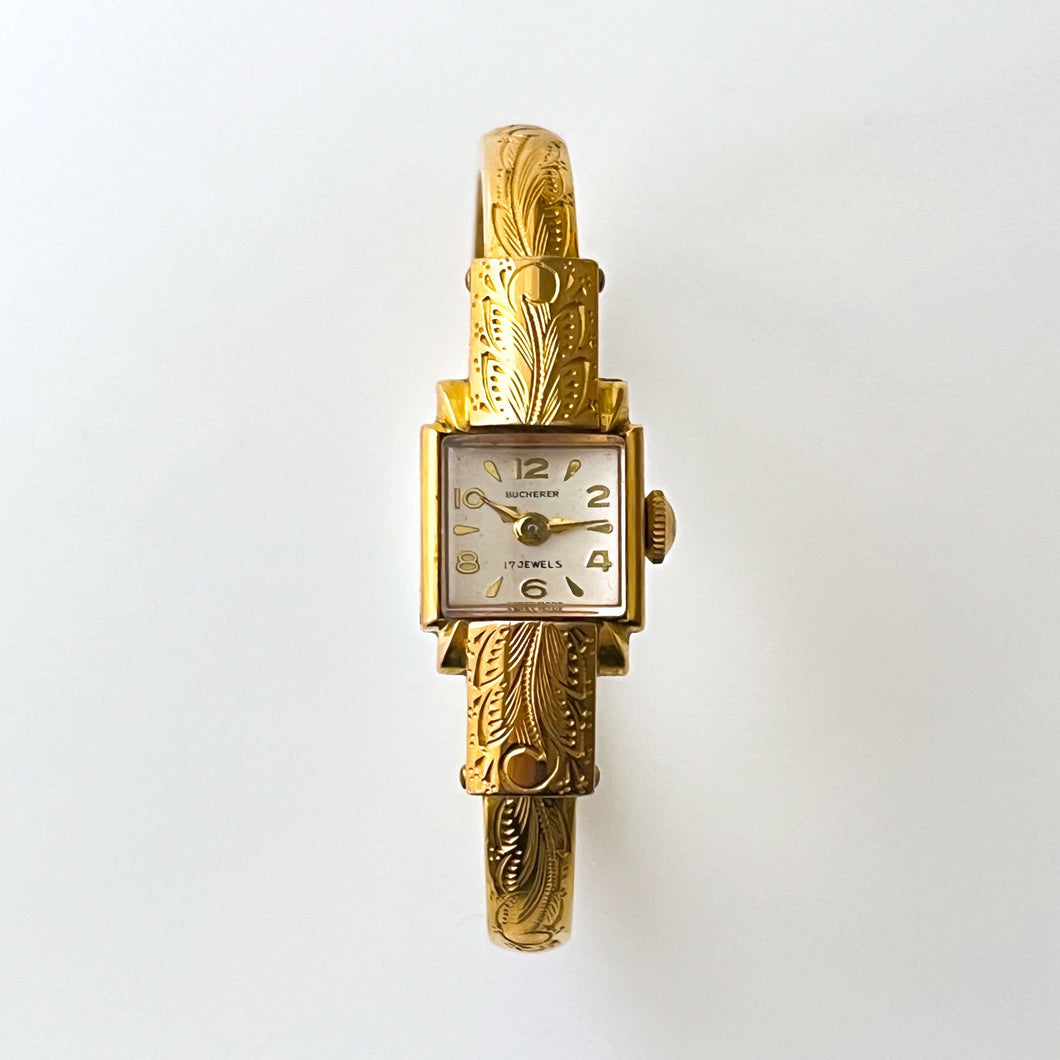 Vintage Ladies' Gold-Plated Bucherer Mechanical Bangle Watch