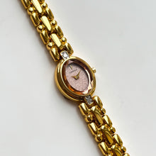 Load image into Gallery viewer, Very Rare 1995 Gold-Plated Lassale (Seiko) Quartz Watch with Light Pink Dial and Oval Diamond Set Bezel
