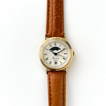 Load image into Gallery viewer, Ladies&#39; 90s Moon Phase Equinox Quartz Watch with Brown Leather Strap
