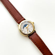 Load image into Gallery viewer, Vintage Ladies&#39; Accurist Moon Phase Quartz Watch with Brown Leather Strap
