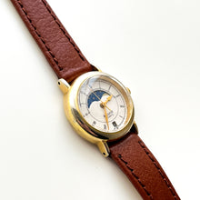 Load image into Gallery viewer, Vintage Ladies&#39; Accurist Moon Phase Quartz Watch with Brown Leather Strap
