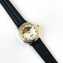 Load image into Gallery viewer, Vintage Sun &amp; Moon Moulin Quartz Watch with Black Leather Strap
