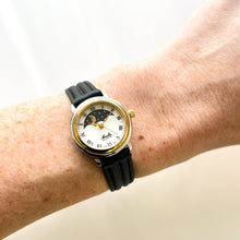 Load image into Gallery viewer, Vintage Sun &amp; Moon Moulin Quartz Watch with Black Leather Strap
