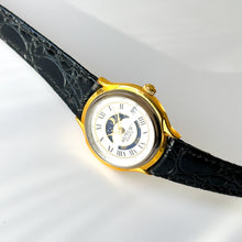 Load image into Gallery viewer, Vintage Ladies&#39; Sutus Moon Phase Quartz Watch with Black Leather Strap
