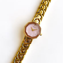 Load image into Gallery viewer, Very Rare 1990s Gold-Plated Lassale (Seiko) Quartz Watch with Pink Dial and Faceted Crystal
