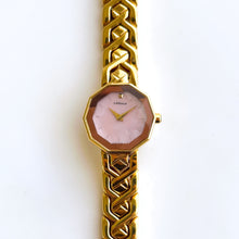 Load image into Gallery viewer, Very Rare 1990s Gold-Plated Lassale (Seiko) Quartz Watch with Pink Dial and Faceted Crystal
