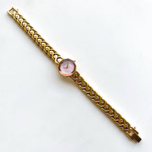 Load image into Gallery viewer, Very Rare 1990s Gold-Plated Lassale (Seiko) Quartz Watch with Pink Dial and Faceted Crystal
